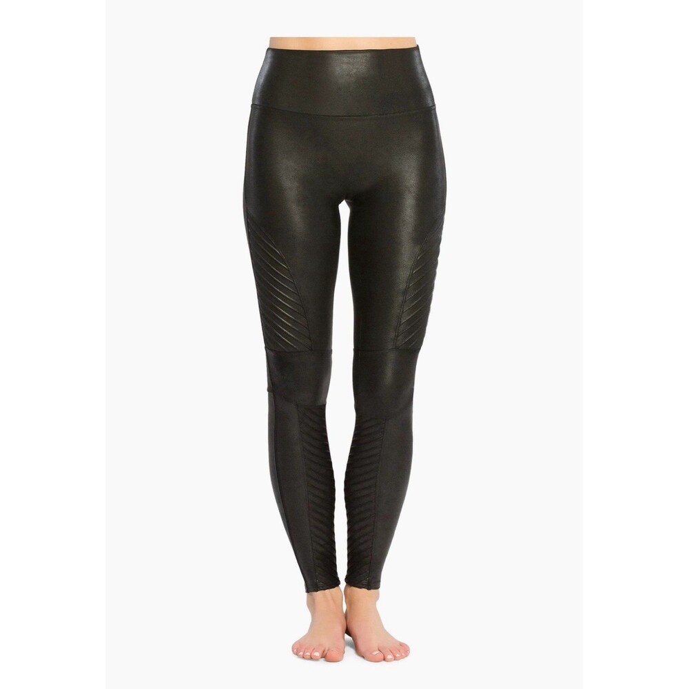 Spanx Women's Size Small Faux Leather Moto Leggings Black